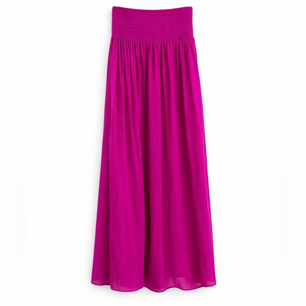 Lilly Pulitzer Bohdi Maxi Skirt Berry Sangria Pink XS Smocked Waist 41”